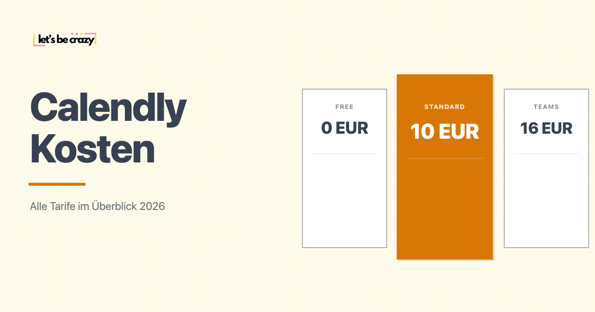 Calendly Kosten 2026 Titelbild mit Free-, Standard- und Teams-Tarif