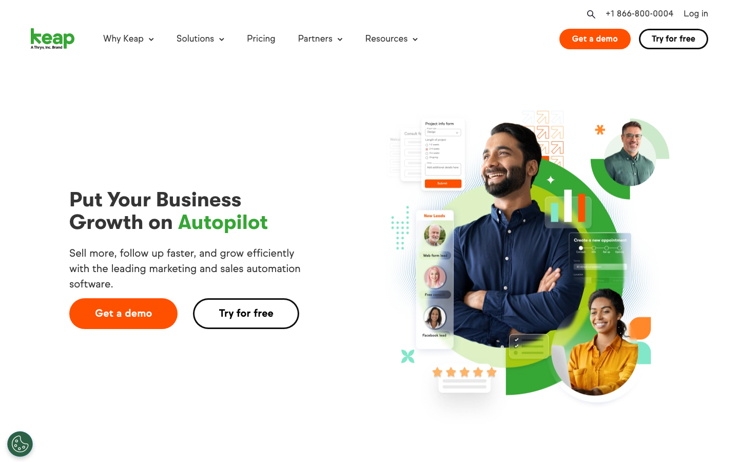 Startseite von Keap mit CRM- und Automatisierungs-Übersicht
